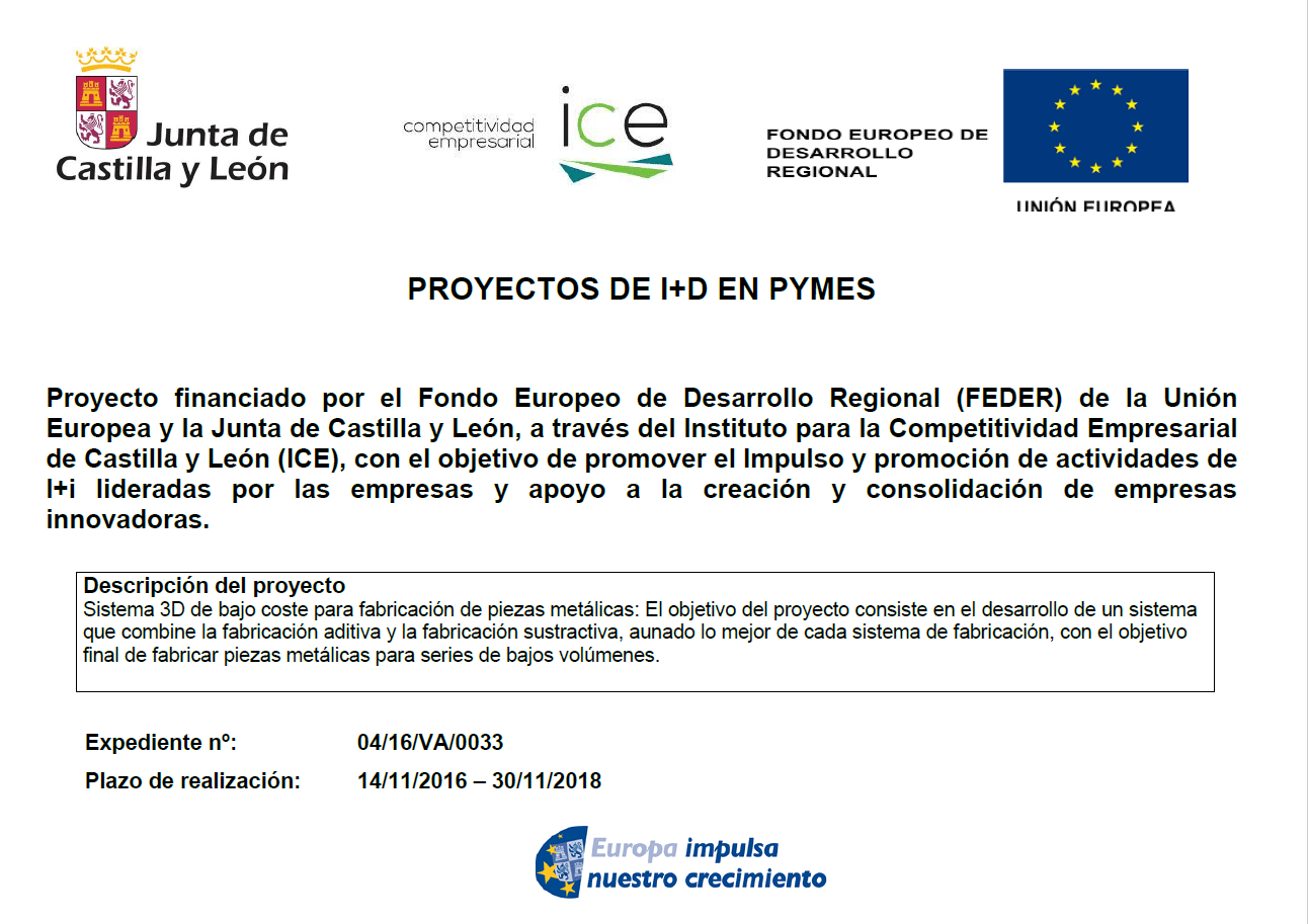 Fabricación aditiva metálica: proyecto financiado por el ICE